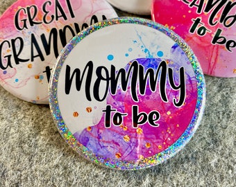 Ink Splash Name badge | Custom Pinback buttons | Bridal Party gifts | Rehearsal name tags | Colorful Matching paint design | Mommy to be Pin