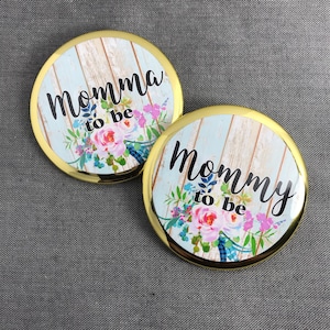 Personalized button with customized name tag party favor gift for mommy to be gift idea for baby shower buttons with titles for event tag