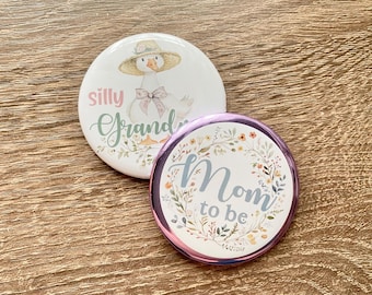 Custom Pin for party personalized name badge event button with custom text shower pinback with cute goose gift idea for new mom to be button