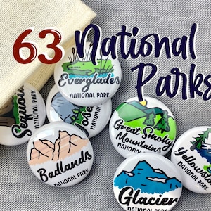 America&#39;s National Parks Pins | Collectible pinback buttons | Outdoor Travel | Bookbag pins badges Magnets