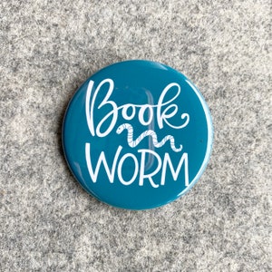 Book worm pin for reader book club gift for bookworm pins for book bag buttons reading pin challenge prize for student for book club badge