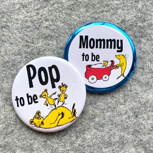 Dr. Seuss party Pins with names for Cat in the Hat themed storybook Baby shower Personalized badges with custom printed names for parties