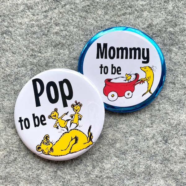 Dr. Seuss party Pins with names for Cat in the Hat themed storybook Baby shower Personalized badges with custom printed names for parties