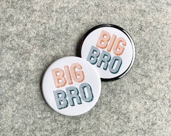 Big Bro Pin | New Sibling Badges | Baby shower buttons for kids | Baby Delivery room gift ideas for Boys | Big Brother badges