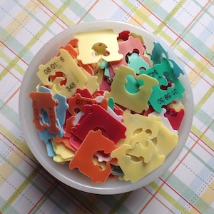 Bread tag assorted shapes sizes Small bread Tab Tie Colorful art craft supply cord label food business supply packaging clip collectible tag