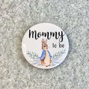 Peter Rabbit Baby shower | Wedding & Baby shower pin | family name badges | personalized pinback buttons | Mommy Grandma to be gift