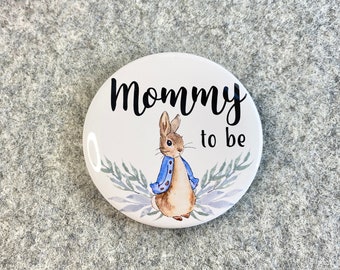 Peter Rabbit Baby shower | Wedding & Baby shower pin | family name badges | personalized pinback buttons | Mommy Grandma to be gift