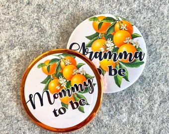 Personalized Pinback buttons Little Cutie Baby shower Mommy to be button gift for new Grandma Citrus badges Custom Name tags for parties