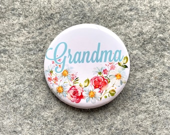 Personalized Party Pins | Mommy to be Pin | shower pins | family name badges | Grandma buttons | Custom baby shower magnets | Rustic Floral