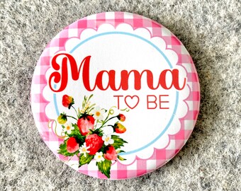 Personalized buttons Berry baby shower strawberry pins with names for family custom event name Strawberry badges Grandma to be gift