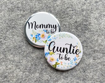 Personalized Baby shower pin | Custom family name badges | mommy to be pinback buttons |  bridal shower pins button |  Baby boy shower Pins