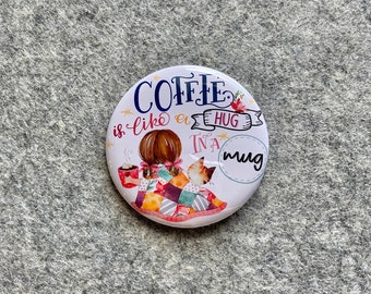 Funny coffee magnets | Coffee Lover Gifts | Barista pin | pinback button mirror magnet badge
