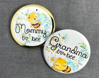 Mommy to BEE Baby shower|  Family name buttons | Personalized Party Pins | Bumble Bee Honey Bee Shower badges | Shower favors & Party Decor