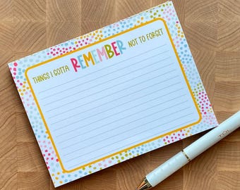 Colorful Notepad for desk accessory memo paper for work handmade desk stationery for gift for notetaker Things to remember gift idea notepad