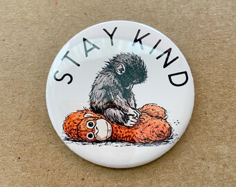 Punch baby Monkey Pin cute badges with saying Fun Pinback Button for Bookbag pin with kindness saying keychain for bag anti-bully pin
