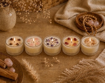 Mini collezione di candele Soul, incluso 1 sottobicchiere in vetro "Portaluce"