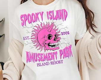Retro Cartoon Halloween Movie T-shirt,Spooky Island Tee, Halloween Gift, 90s nostalgia,Retro Halloween, Spooky Island Disco Skull