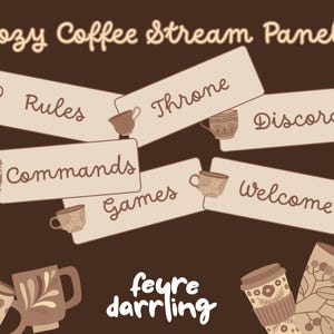 Cozy Coffee Twitch Panels | Café Aesthetic Stream Overlay Buttons | Neutral Brown Twitch Graphics
