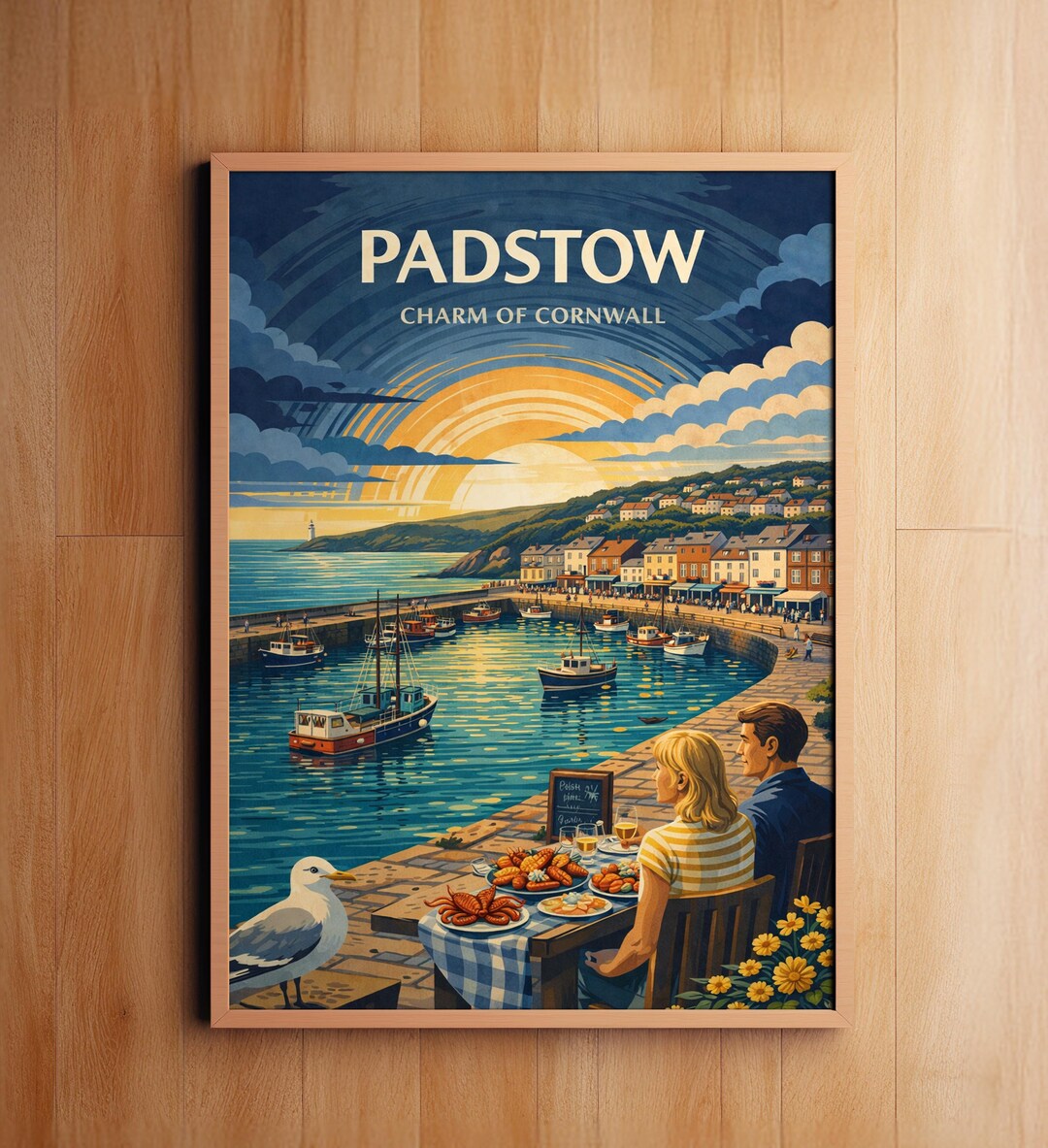 Padstow Harbour Vintage Travel Poster | Cornish Coastal Art Print - Etsy