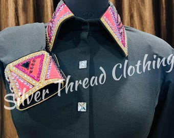 Western black Show Shirt with matching pad horse riding combo