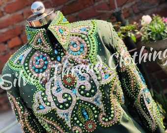 Western Green lycra showmanship jacket for women