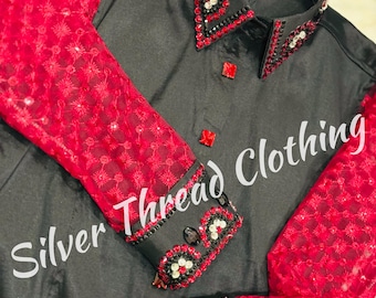 Western red show shirt with matching show pad Combo showmanship outfit