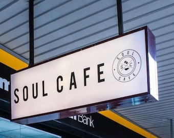 Custom Light Box Sign , Double Sided Light Box , Outdoor Business Signage, Cafe Signboard, Illuminated Sign, Storefront Sign