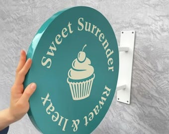 Custom Metal Blade Sign , Storefront Sign , 3D Round Blade Sign, Hanging Sign, Business Logo Sign, Double Sided Sign, Shop Sign, Salon Sign