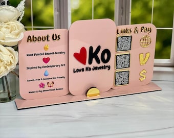 Social media qr acrylic display, Acrylic qr code scan sign, Payment qr checkout sign, Salon business qr logo sign, Mini qr acrylic plaque