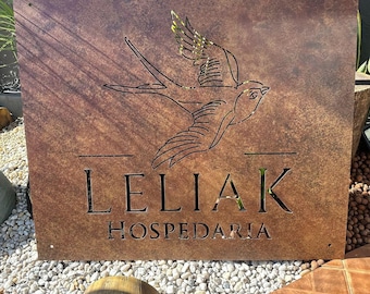 Custom Rusted Metal Sign,Steel outdoor Plaque, House Name Metal Sign, Vintage Metal Sign, Text Metal Plaque, Laser Cut Sign, House Name Sign