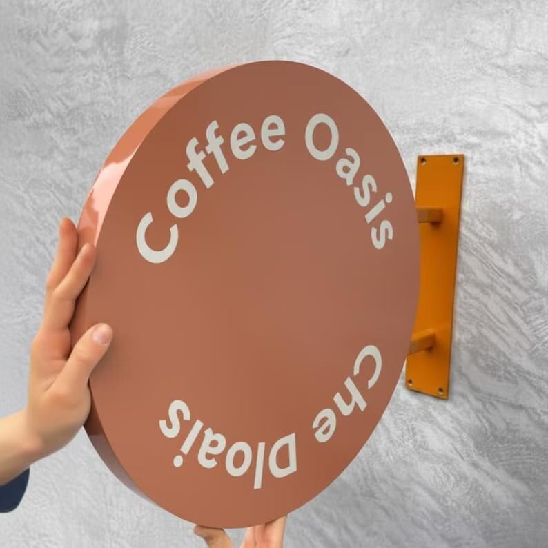 Round Blade Sign, 3D Blade Sign, Wall Mounted Sign, Business Logo Sign, Cafe Sign, Shop Sign, Blade Sign, Hanging Sign, Outdoor Sign, image 4