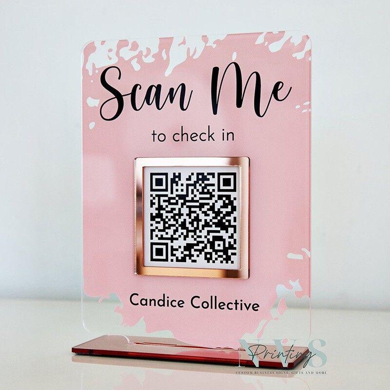Acrylic Qr Code Scan Sign, Social Media Qr Acrylic Display, Payment Qr ...