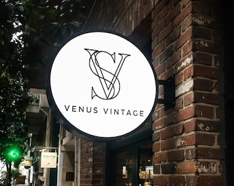 Custom Round LED Light Box Sign, Double Sided Illuminated Sign, Outdoor Sign, Cafe Signboard, Business Signs, Street Sign, Custom Logo