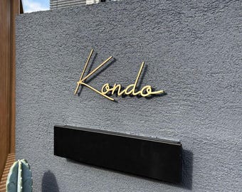 Custom Raised Metal Letters, Custom Business Signs, Floating Sign, Laser cut metal logo , Brushed stainless steel , Gold Mirror Letters
