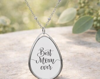 Collar con colgante "La mejor mamá del mundo", regalo del Día de la Madre para mamá, joyería personalizada en forma de lágrima, regalo de cumpleaños para mamá, collar grabado.