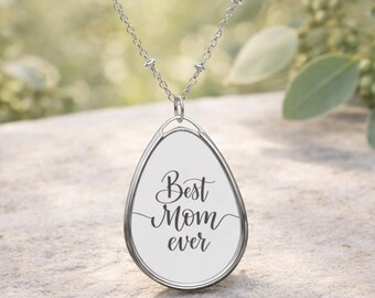 Collar "La mejor mamá del mundo", regalo personalizado para mamá, collar con colgante de lágrima, regalo para el Día de la Madre, joyería grabada, regalo para mamá, regalo de cumpleaños.