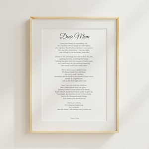Dear Mom Poem Printable — Mother’s Day Gift, Minimalist Wall Art, Poetry Digital Download