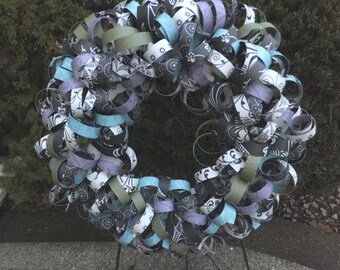 Black and White Curly Paper Wreath