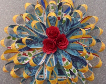 1950's Paper Loop Hanging Wreath "Flowers for My Teacher"