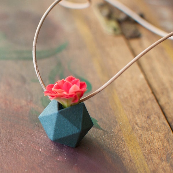 Miniature Icosahedron in Aqua: A Wearable Planter