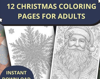 Christmas Coloring Book for Adults | Holiday Mandalas (PDF Pattern) | digital download
