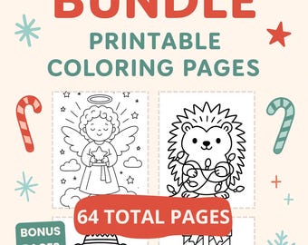 Kids Christmas Coloring Pages | 64-Page Nordic Holiday Bundle (Instant Download PDF)