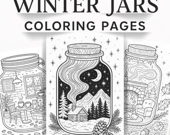 Winter Jars Coloring Pages for Adults | 25 printables (PDF) | Stress Relief | Digital instant Download