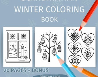 Scandinavian Winter Coloring Pages for Kids | 20 Fun Printable + Bonus | Digital Download PDF