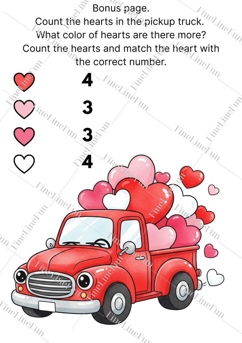 Valentines Vehicles Coloring Pages for Kids | 10 Printable Trucks ...