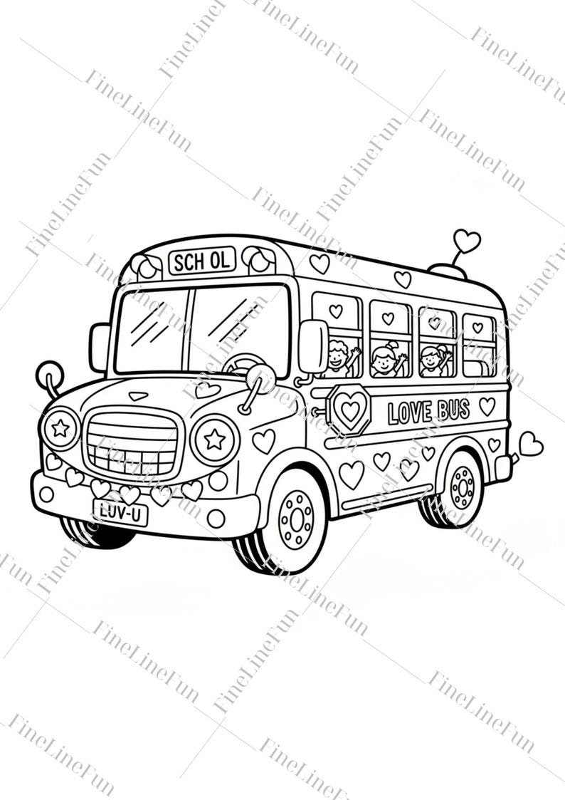Valentines Vehicles Coloring Pages for Kids | 10 Printable Trucks ...