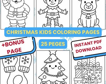 Christmas Coloring Pages for Kids | 25+ Printables with BONUS Page | PDF Download