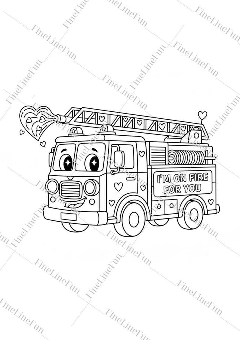 Valentines Vehicles Coloring Pages for Kids | 10 Printable Trucks ...