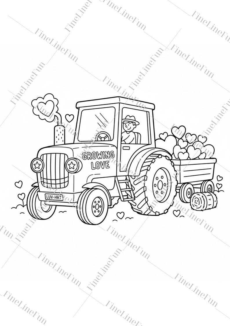 Valentines Vehicles Coloring Pages for Kids | 10 Printable Trucks ...
