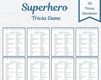 スーパーヒーロークイズゲーム | 印刷可能なクイズゲーム | コミックと映画の夜の楽しみ | 印刷可能なスーパーヒーロークイズPDF | すぐにダウンロード